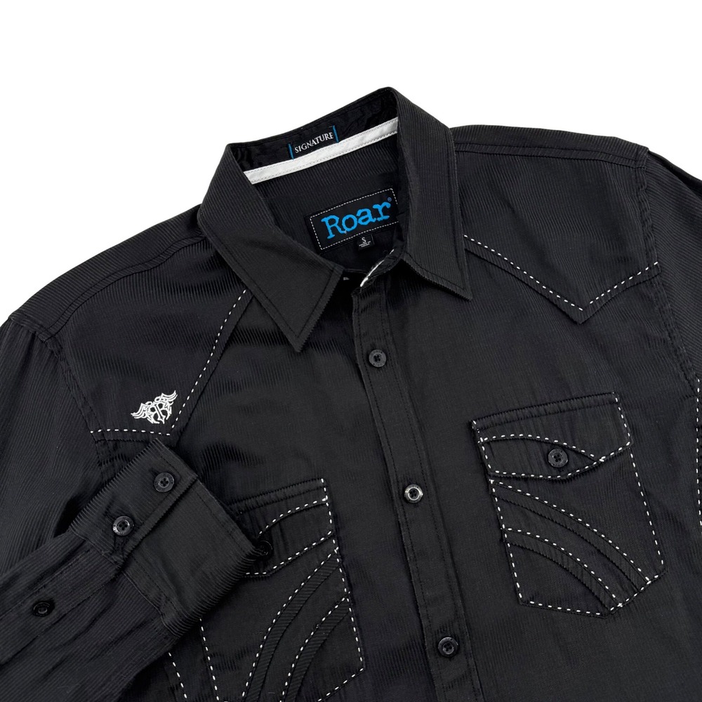 Roar‎ Signature Mens Small Black Western Parralel Button Down Shirt